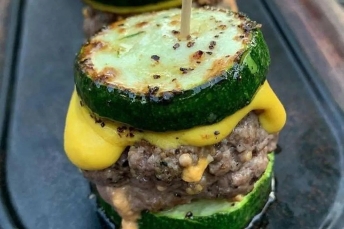 Grilled zucchini sliders with yellow squash and ground beef