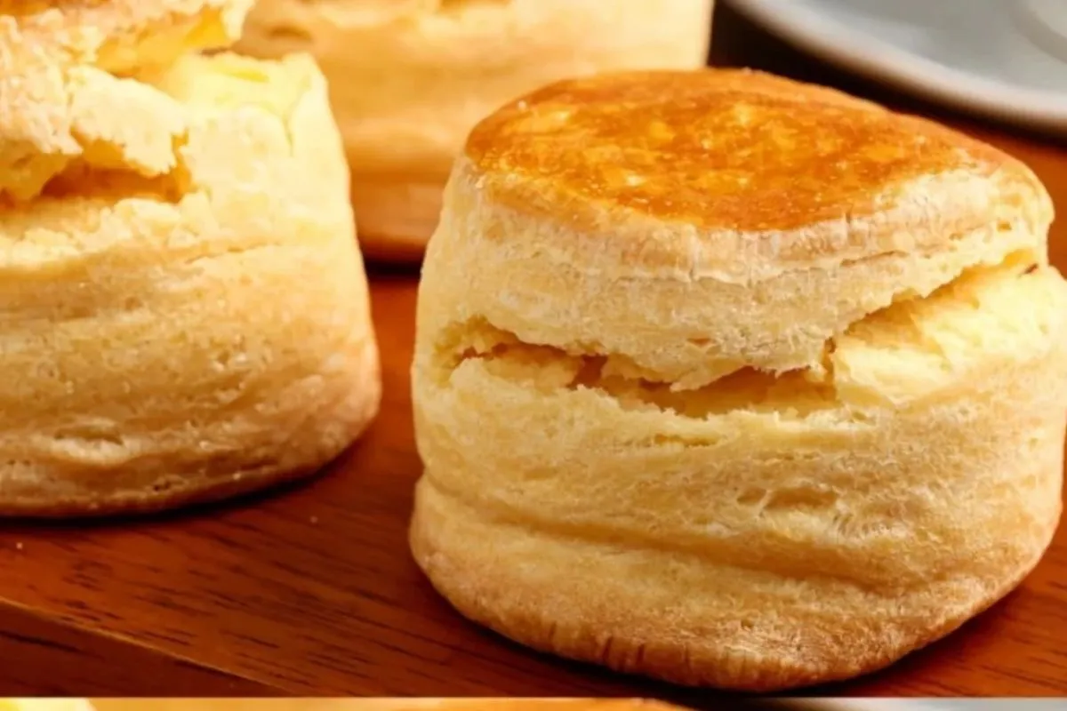 Golden, flaky Japanese scones with a beautifully crisp top, fresh out of the oven.