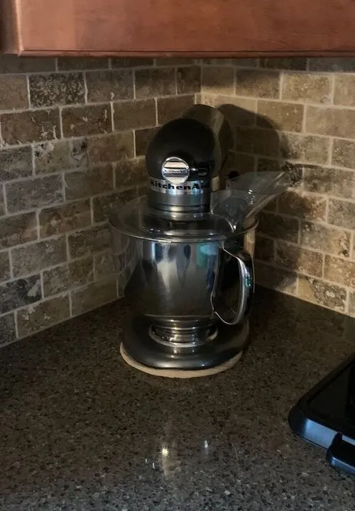 KitchenAid mixer in corner countertop appliance garage